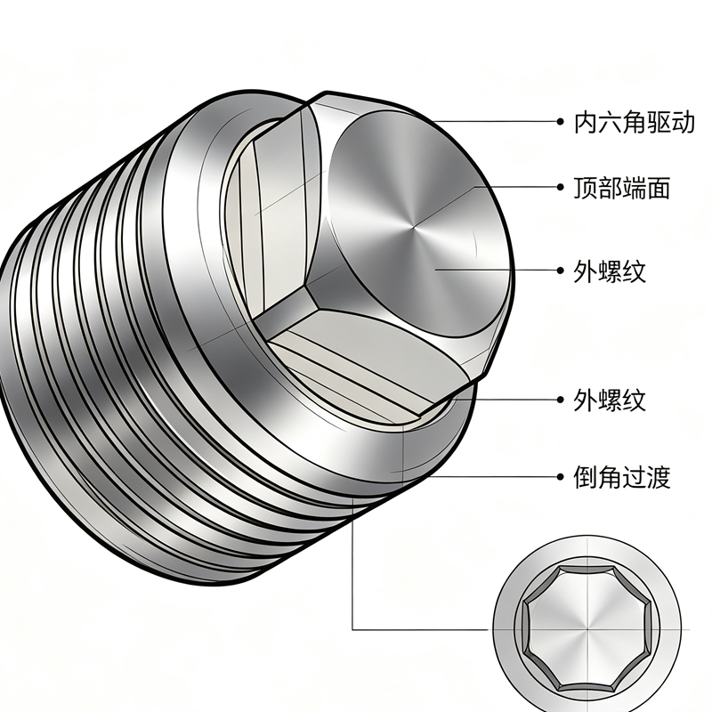 不锈钢堵头，316L，（ ¾' 压紧螺母）