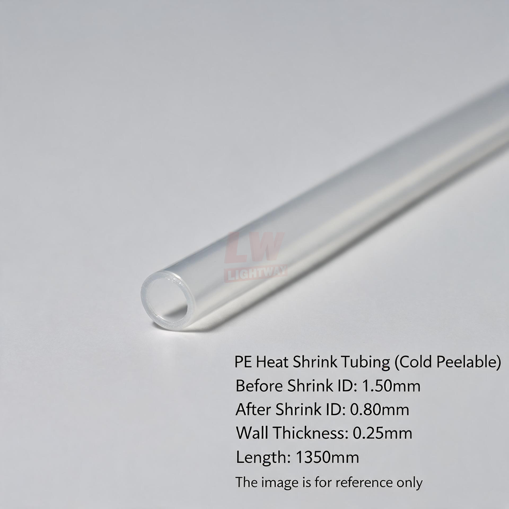 LINSTANT - 3.03.000726 / PE Heat Shrink Tubing (Cold Peelable) / Pre-shrink ID: 1.50mm; Post-shrink ID: 0.80mm; Wall: 0.25mm; Length: 1350mm
