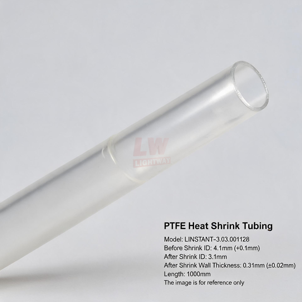 LINSTANT - 3.03.001128 / PTFE Heat Shrink Tubing / ID:(Pre-shrink ): 4.1mm (+0.1mm); ID:(Post-shrink ): 3.1mm; Wall:(Post-shrink ): 0.31mm (±0.02mm); Length: 1000mm