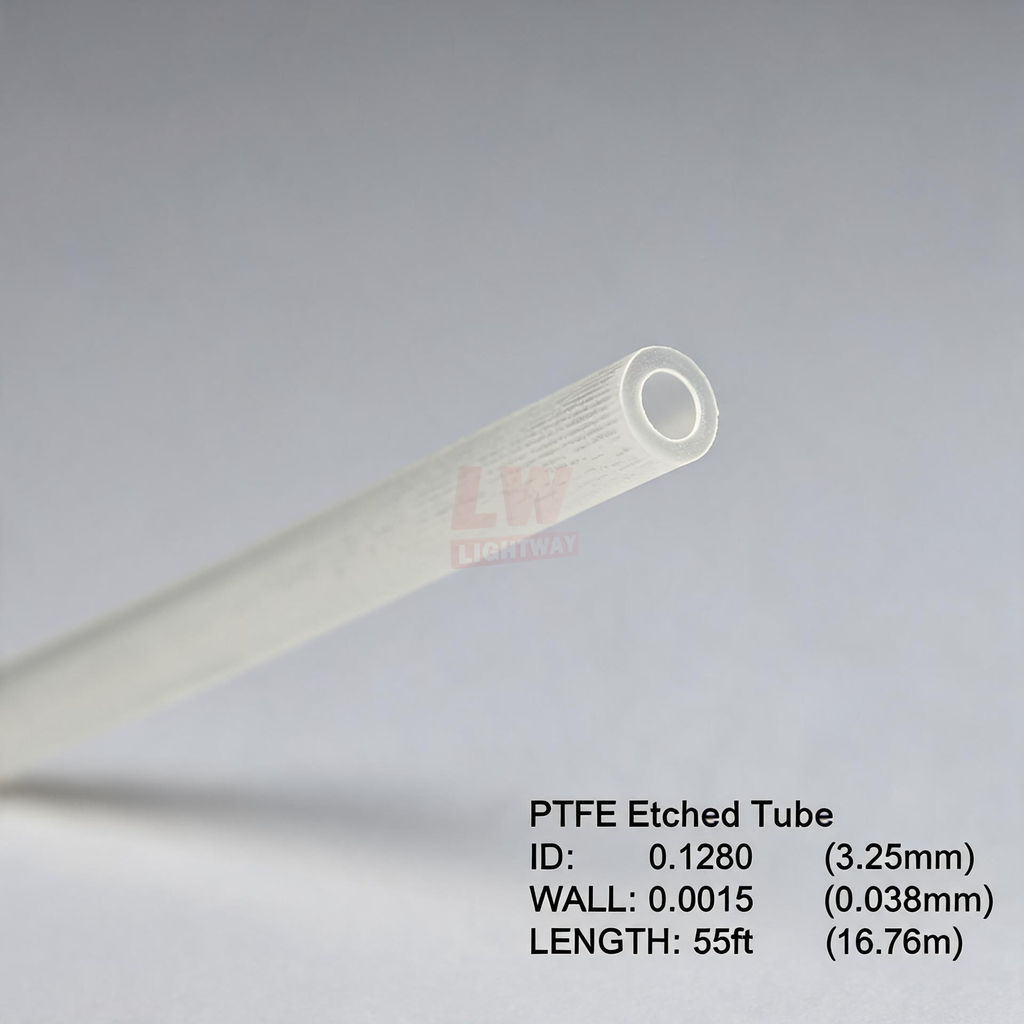 LINSTANT - 3.03.000099 / PTFE Etched Tube / ID:0.1280”(approx. 3.25mm), Wall:0.0015”(approx. 0.038mm), Length:55ft(approx. 16.76m)