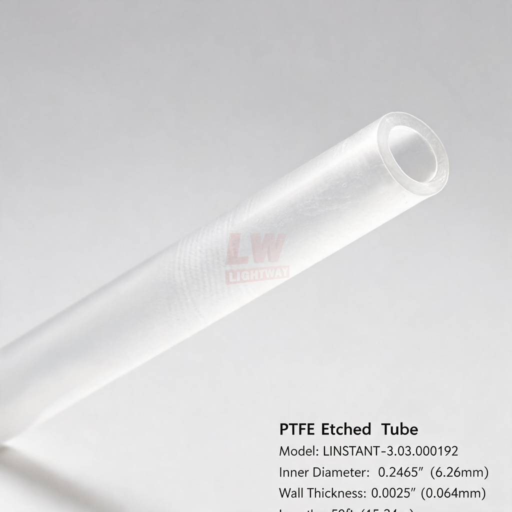 LINSTANT - 3.03.000192 / PTFE Etched Tube / ID:0.2465”(approx. 6.26mm), Wall:0.0025”(approx. 0.064mm), Length:50ft(approx. 15.24m)