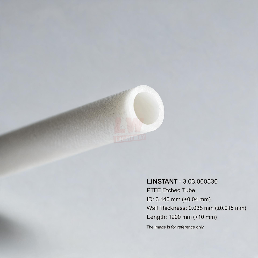 LINSTANT - 3.03.000530 / PTFE蚀刻管 / ID: 3.140 mm (±0.04 mm); Wall: 0.038 mm (±0.015 mm); Length: 1200 mm (+10 mm)