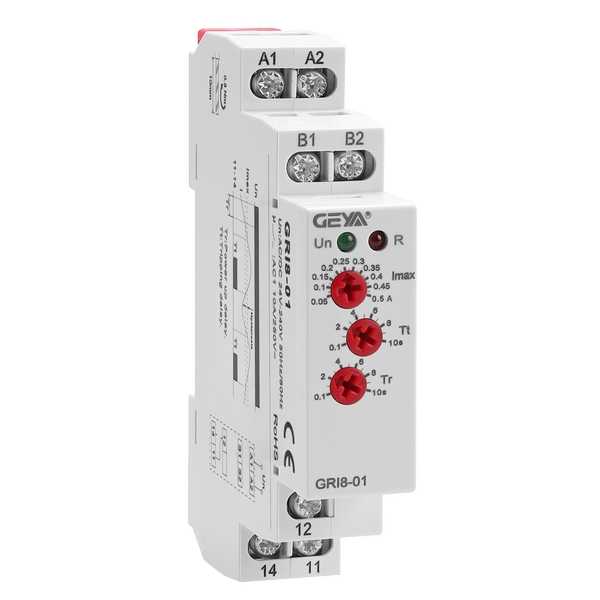 GEYA - 电流监控继电器 GRI8-01-5 /Relay,Over Current,0.5A-5A,24-240VAC